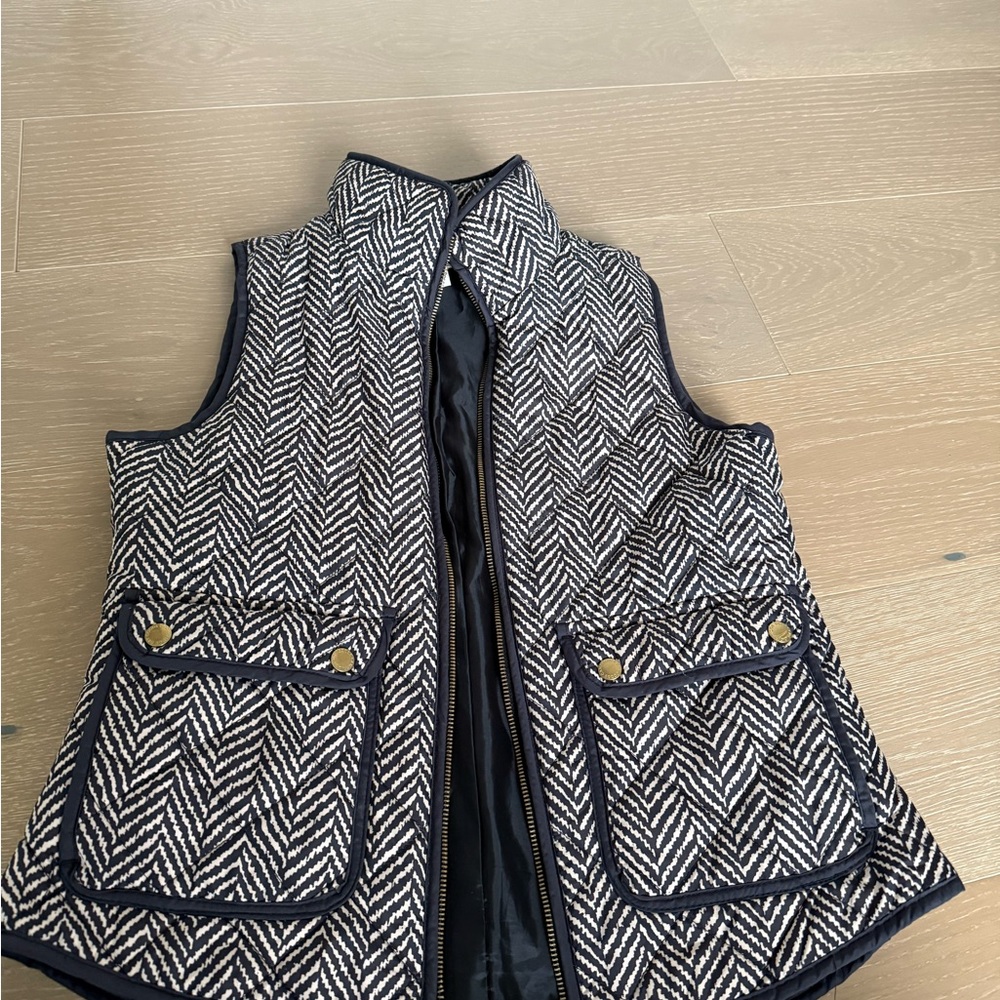 Women's Black and White Herringbone Vest